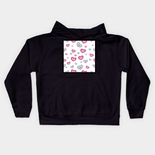 Pastel Hearts Pattern. Unicorn Pink hearts Kids Hoodie